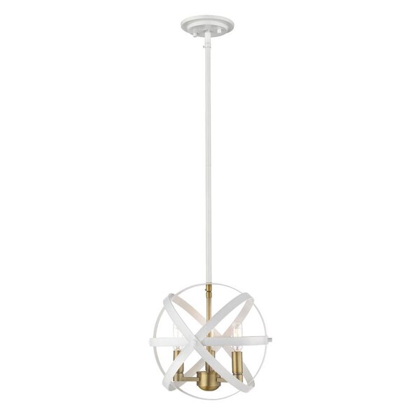 Z-Lite Cavallo 3 Light Pendant, Hammered White + Olde Brass 463-12HWH-OBR - main